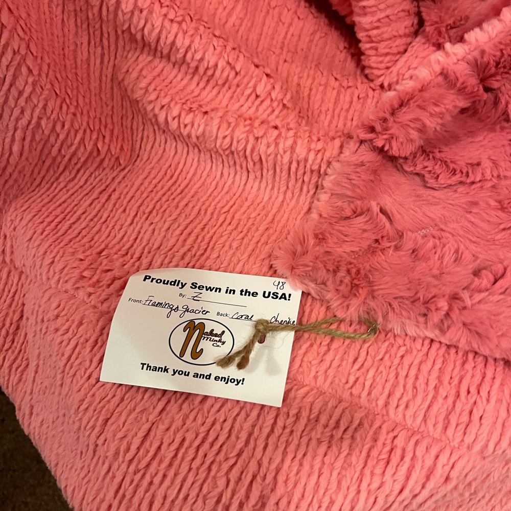 NWT Minky Blanket-throw size Beautiful coral color